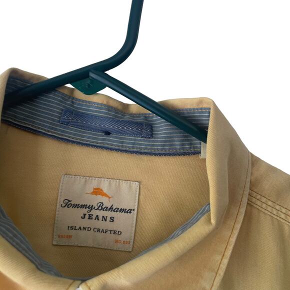 Tommy Bahama Island Crafted Vintage 90s Yellow Tencel Long Sleeve Button Up - Picture 4 of 10